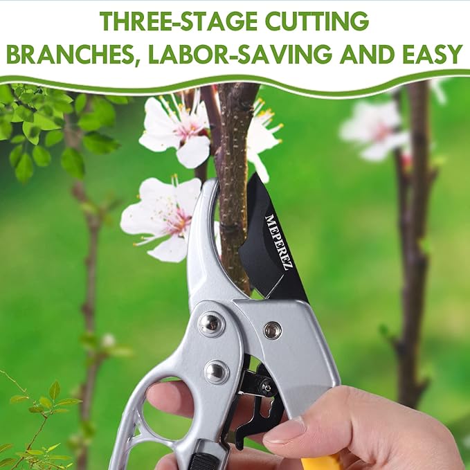 Ultra Sharp Germany Steel Pruning Shears - Cuts 3X Easier, Ergonomic Design - Weak Hand Arthritis Snips, Effortlessly 1-Inch Cut Capacity Heavy Duty Garden Scissors, Sharp Garden Clippers - Bloomnest