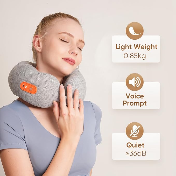 Howdy Shiatsu Neck Massager with Heating [2026 Upgraded], Heated Neck Pillow Cordless for Pain Relief Deep Tissue Kneading, 2025 Christmas for Mom Dad Gift, 2-in-1 Portable for Airplane Travel - Bloomnest