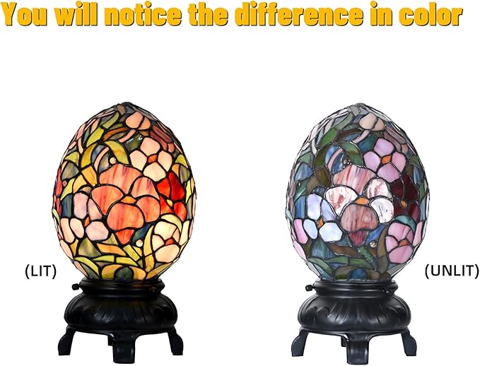 Egg Lamp - 12" H - Stained Glass Lamp - Unique Lamps - Tiffany Lamp Style (Egg lamp) - Bloomnest