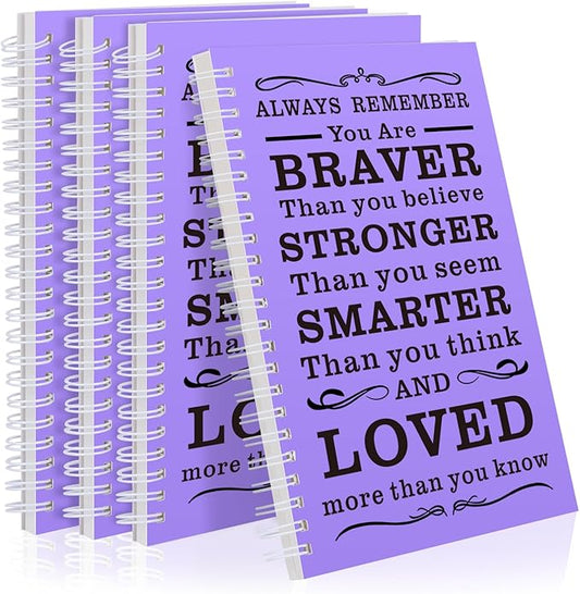 Spiral Notebook Journal, 4 Pcs Hardcover Spiral Notebooks,College Ruled Hardcover Notebook for Work,A5 Notebooks for Work School Note taking, Lined Journal for Women (4Pcs Always-Purple) - Bloomnest