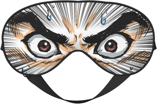 Sleep Eye Mask Cartoon Eyes Sleep Mask for Women Men Comfortable Eye Mask with Adjustable Strap Soft Eye Cover Blindfold for Travel Yoga Nap Shift Work