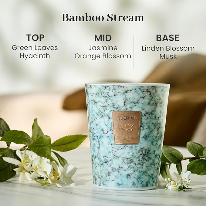 M&SENSE BambooStream Scented Candles for Home, 3-Wick Highly Scented Jar Candles, Extra Large Candle 35 Oz 150 Hours Long Lasting Burning, Relaxing Aromatherapy Candle for Stress Relief, Meditation - Bloomnest