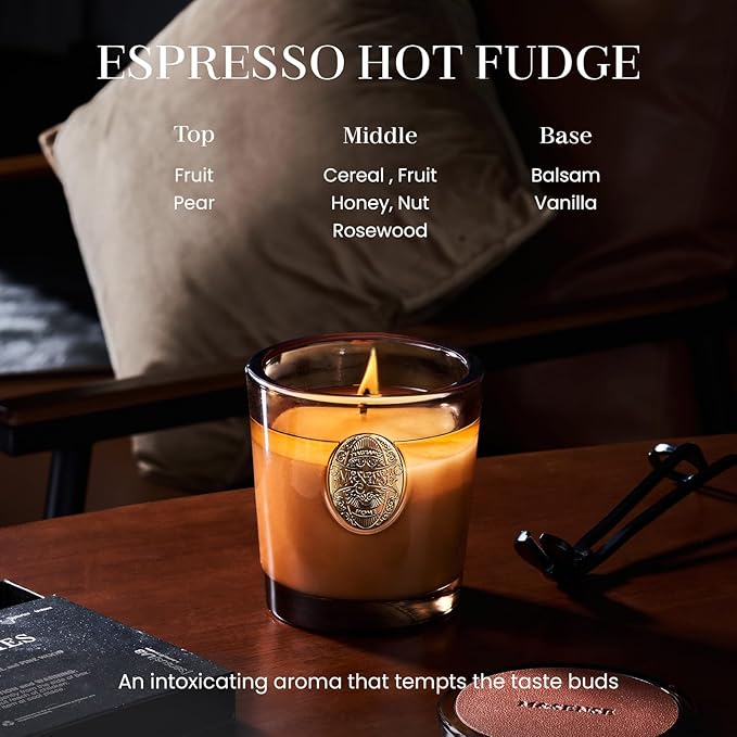 M&SENSE Natural Strong Soy Candle | Espresso Hot Fudge & Brown| 9.2 oz, 50H Burn Time | Luxury Scented Candle for Relaxation, Gifting, Home Décor | Ideal for Bedroom, Office, Party Ambiance - Bloomnest