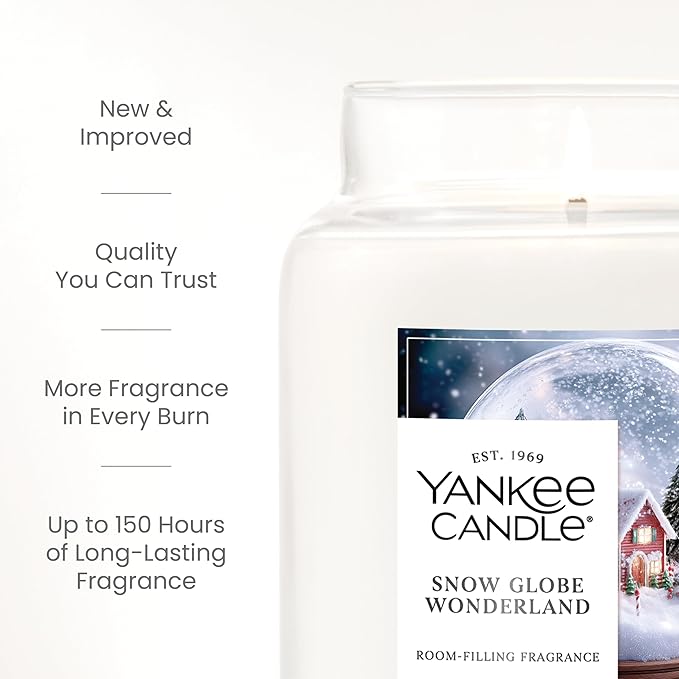 Yankee Candle Snow Globe Wonderland Scented Candle, 22oz Large Jar with up to 150 Hour Burn Time, Giftable, Holidays - Bloomnest