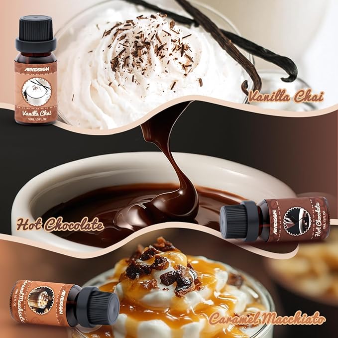 ARVIDSSON Coffee Fragrance Oils Set, Premium Essential Oils for Diffuser, Espresso, Vanilla Chai, Hot Chocolate, Blueberry Muffin, Eggnog Latte, Caramel Macchiato, Coffee Shop Scented Oils - Bloomnest