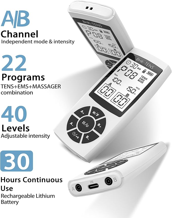 EMS Muscle Stimulator for Pain Relief Therapy, Electronic EMS TENS Unit Machine for Shoulder Pain Relief, Tens Massager for Neck Pain Relief, Sciatica Pain Relief BHKTENS