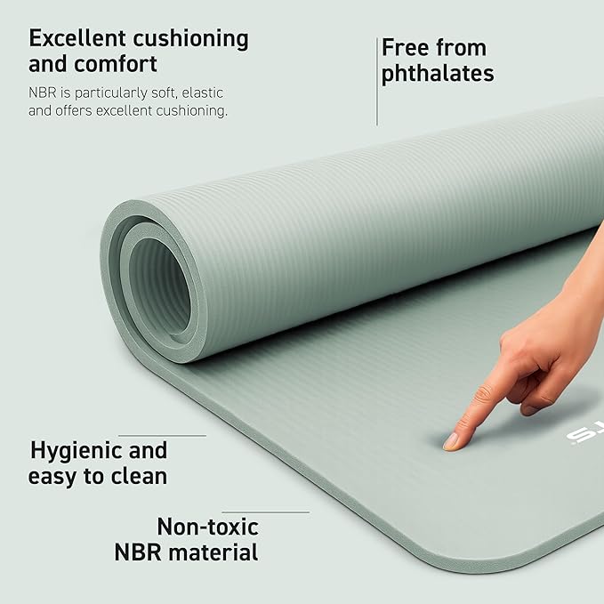 Yoga Mat Premium Non Slip Thick – Extra Comfortable Exercise Mat for Home Workouts, Pilates, Stretching & Gym – Cushioned NBR Foam, Gym Mat with Strap, for Women & Men - Bloomnest