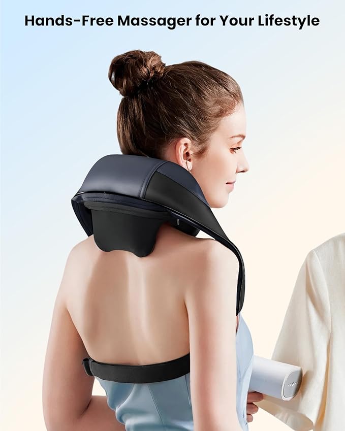 COMFIER Shiatsu Neck Massager with Heat, Cordless Neck and Shoulder Massager for Pain Relief Deep Tissue, Graphene Heating, 4D Kneading Back Massage Pillow, Rechargeable Massager - Bloomnest