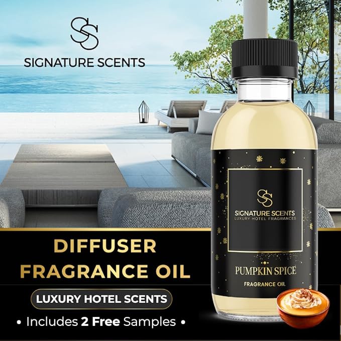 Luxury Hotel Diffuser Oil for Hotels and Homes - Aromatherapy Oils for use with an Essential Oil Diffuser at Home - Fragrance-Scent Diffuser Oil Blend (Pumpkin Spice) 4.05fl oz (120ml) - Bloomnest