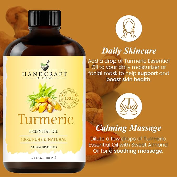 Handcraft Blends Turmeric Essential Oil – Huge 4 Fl Oz – 100% Pure and Natural – Premium Grade Essential Oil for Diffuser and Aromatherapy, Skin, Massage, Candle and Soap Making Fragrance - Bloomnest