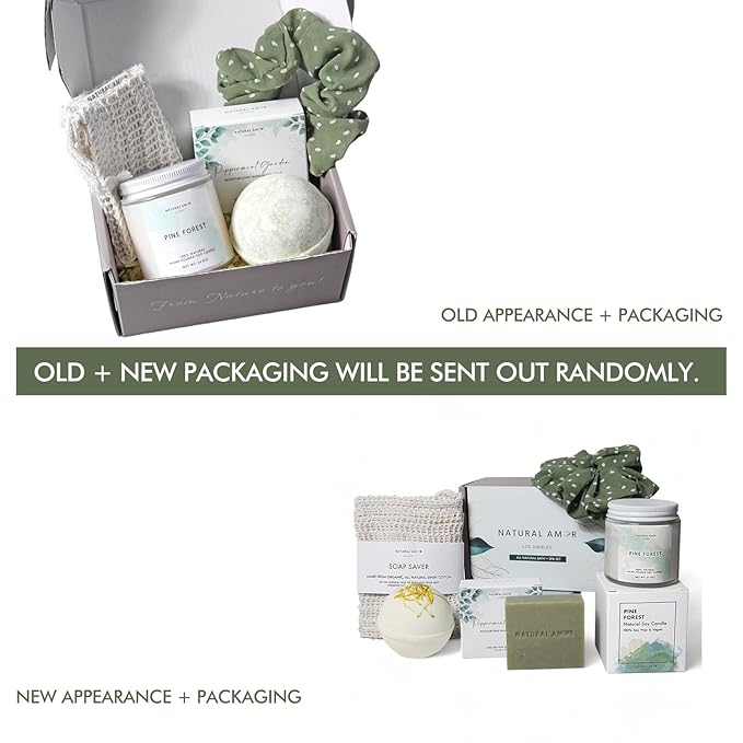 Natural Amor Green Spa Gift Set for Women, Peppermint Forest Bath Gift for her,5pc Bath & Body Gift Including Soap Bar, Candle, Bath Bomb - Bloomnest