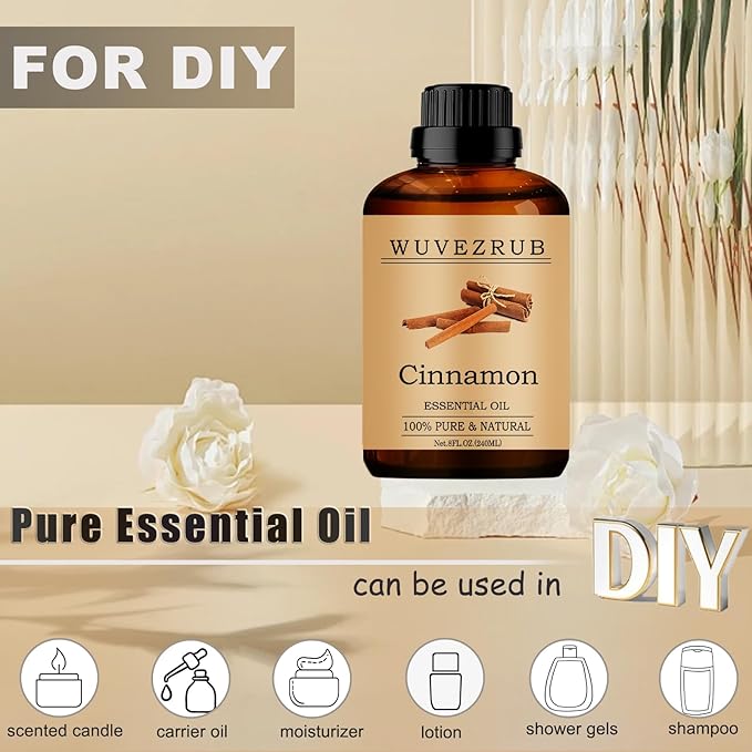 Cinnamon Essential Oil - 240ML Pure, Natural for Aromatherapy Diffuser - 8 Fl Oz - Bloomnest
