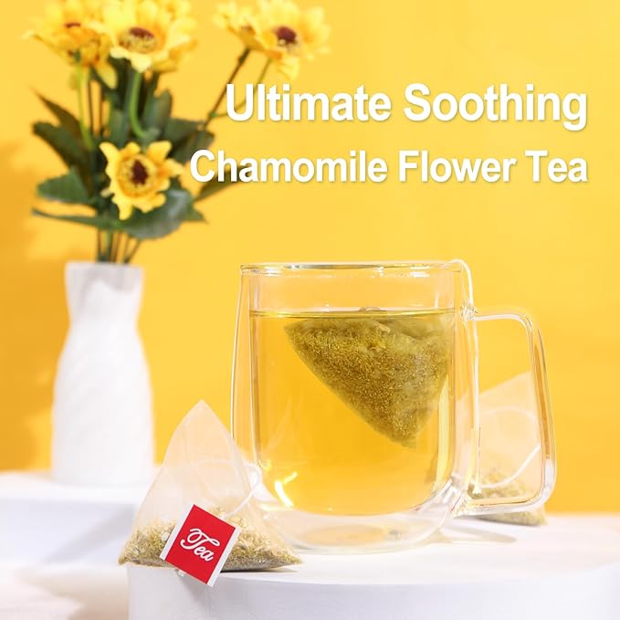 FullChea - Chamomile Tea bags, 50 Teabags - Pure & Natural Chamomile Flower Herbal Tea for Relaxation - Non-GMO - Caffeine-free - Support Digestion & Boost Immune System - Bloomnest