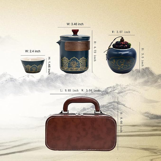 6-Piece Gift Box Pique Tea Set With Filter Portable Chinese Tea Set Traditional Gongfu Tea Set Travel Tea Set Cup Tea Ceramic Tea Pot Suitable for Home Outdoor Office Friends Holiday Birthday Gift