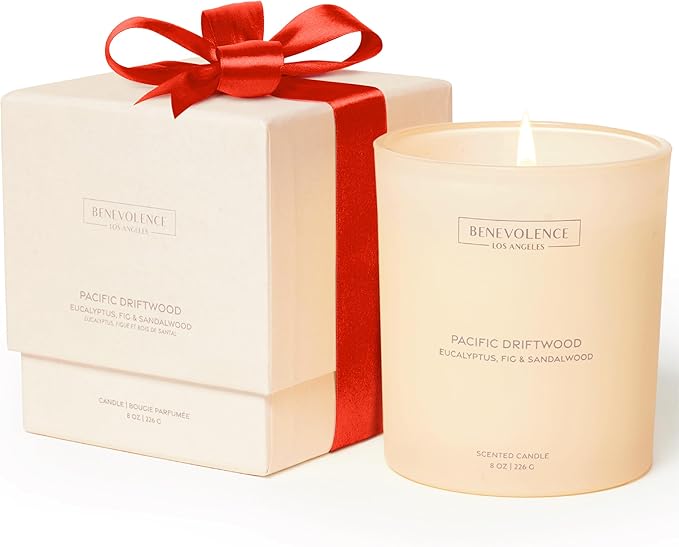 Eucalyptus, Fig & Sandalwood – Benevolence LA Fall Scented Candle for Home | 8oz, 45-Hour Burn | Natural Soy Wax, Cotton Wick | Fresh Autumn Fragrance | Malibu Sands Collection – Gift for Women & Men - Bloomnest