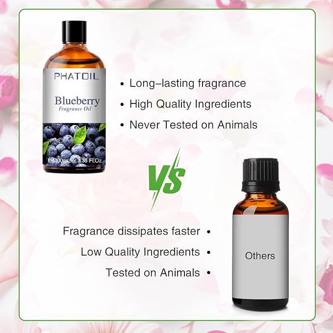 PHATOIL 3.38FL.OZ Blueberry Fragrance Oils for Aromatherapy, Essential Oils for Diffusers for Home, Perfect for Diffuser, Yoga, Skin Care, DIY Candle and Soap Making - 100ml - Bloomnest