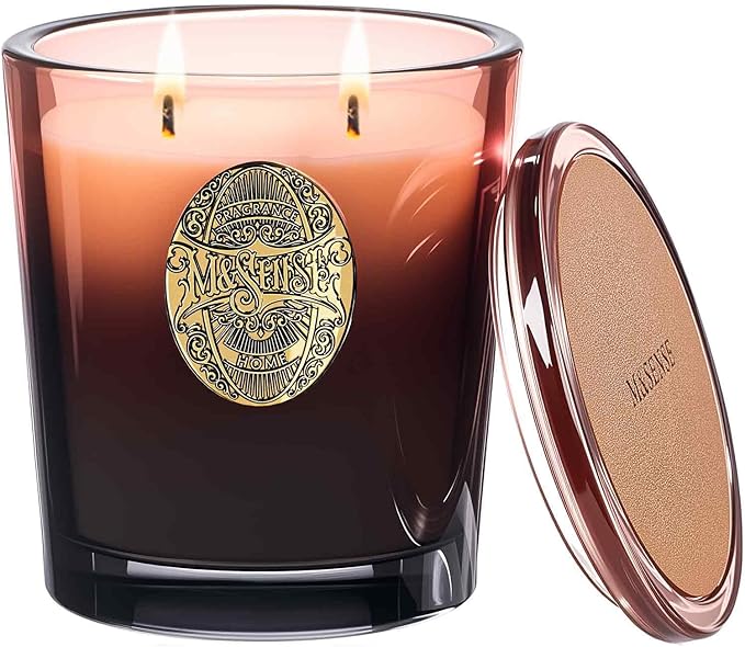M&SENSE Large Two-Wick Soy Candle | Mahogany Sandalwood & Black Brown | 19.8 oz, 120H Burn Time | Luxury Scented Candle for Relaxation, Gifting, Home Décor | Ideal for Bedroom, Office, Party Ambiance - Bloomnest