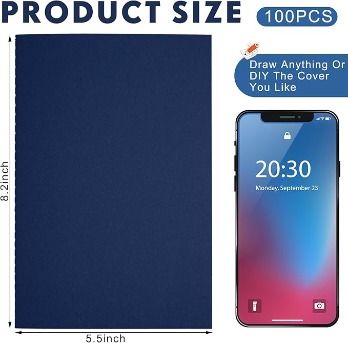 Mimorou 100 Pcs Journals Notebooks Bulk - Kraft Softcover A5 Small Notebooks 5.5 Inch x 8.3 Inch Notepads with 60 Page 30 Sheet for Writing Sketch Travel Office Supplies(Navy,Unlined) - Bloomnest