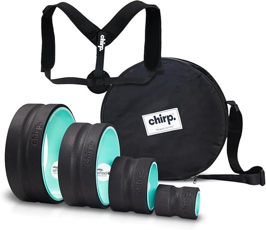 Chirp - Ultimate Back + Neck Bundle | 4-Pack Wheel Foam Roller Set for Back & Neck Pain Relief, Posture Corrector for Alignment & Support, 500lb Capacity, Includes Carrying Case, Mint - Bloomnest