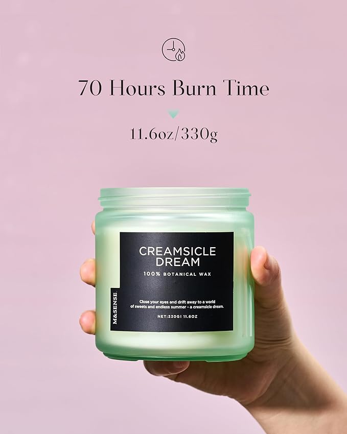 M&SENSE Orange Creamsicle Summer Scented Candle - 11.6oz Clean Non Toxic Natural Soy Wax 70-Hour Slow Burning Candle, 2-Wick Long Lasting Home Fragrance Gifts for Housewarming & Anniversaries - Bloomnest