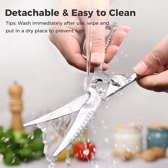 Sunnecko Kitchen Scissors for Food, Heavy Duty Scissors All Purpose Kitchen Shears That Come Apart, 9 Inch Fully Forged Stainless Steel with Curved Blades - Bloomnest