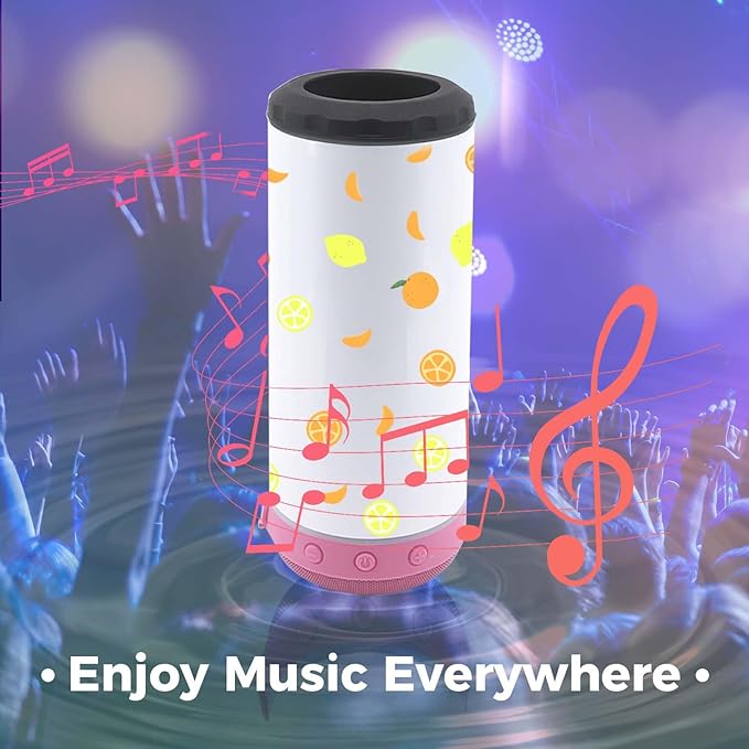 4 Pack 16oz Sublimation Bluetooth Speaker Blank Tumblers Bulk Stainless Steels Insulated 4 in 1 Can Cooler Beer Holder With Lid and Straw Mix Colors Metal Slim Coozies for Drinks - Bloomnest