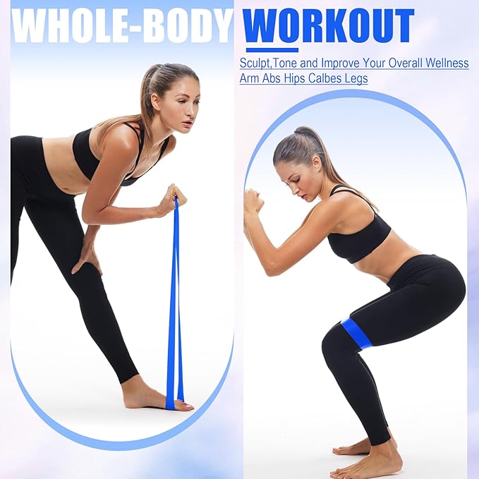 Deekin 20 Pcs Resistance Bands Resistance Loop Exercise Bands Exercise Equipment Elastic Drap Ring for Women and Men Home Fitness, Gym, Yoga - Bloomnest