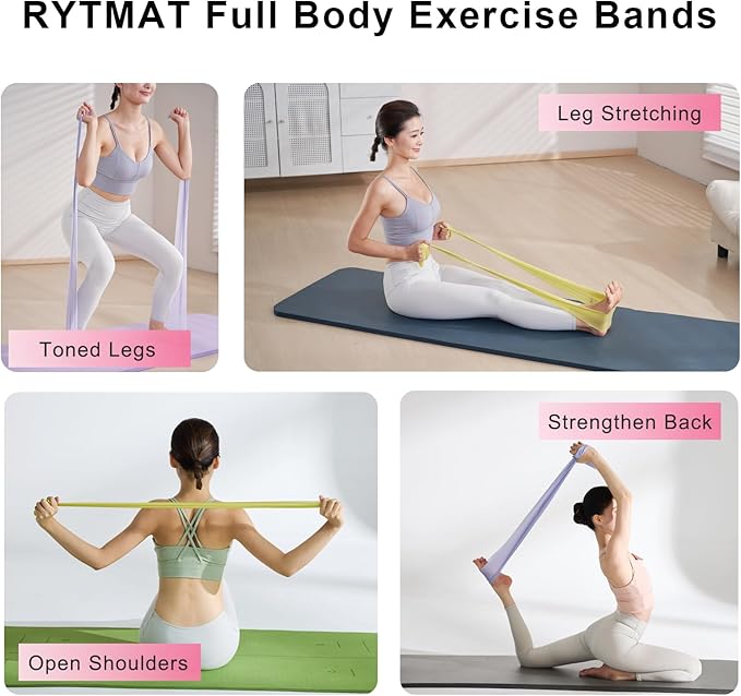 Resistance Bands, 6.5ft Long Non-Latex Elastic Stretch Bands, Exercise Bands for Physical Therapy, Yoga, Pilates, Rehab, Home Gym Workouts, Strength Training - Bloomnest
