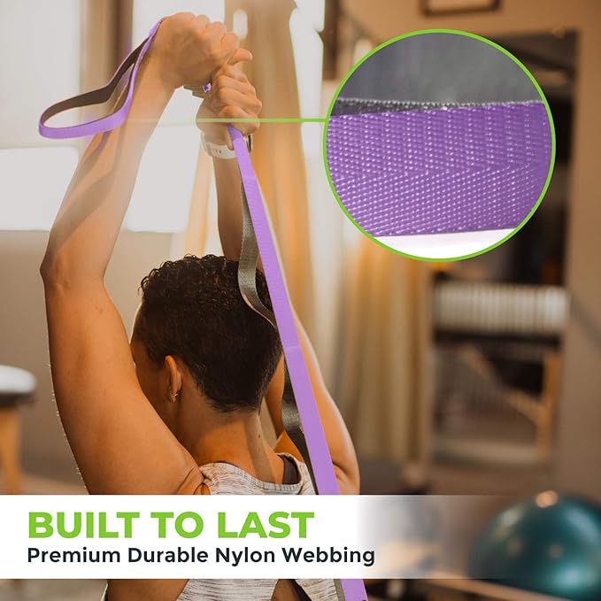 Gradient Fitness Stretching Strap for Physical Therapy, 12 Multi-Loop Stretch Strap 1" W x 8' L, Neoprene Handles, Physical Therapy Equipment, Yoga Straps for Stretching, Leg Stretcher. - Bloomnest