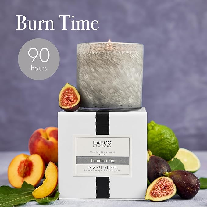 LAFCO New York Signature Candle, Paradiso Fig - 15.5 oz - 90-Hour Burn Time - Reusable, Hand Blown Glass Vessel - Made in The USA - Bloomnest