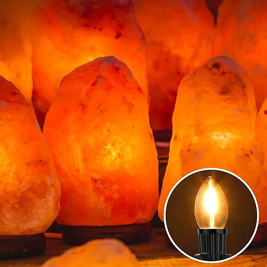 Macarrie 30 Pcs Single Salt Lamp Cord Replacement for Christmas Village E12 Corded Light Bulb Socket with Metal Clip Switch Plugs for Christmas Village House Accessories Crystal Salt Lamps 6 ft