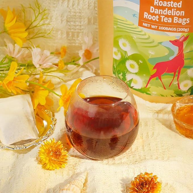 WT WEETEE Roasted Dandelion Root Tea Bags, 100 Count Dandelion Tea with Light Earthy & Roasted Aroma, Natural Caffeine Free Herbal Tea, Coffee Alternatives - Bloomnest