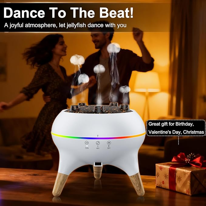 Morbou Essential Oil Diffuser Jellyfish Mist Dancing with Music Aromatherapy, 7 Colorful Lights Hotel Collection Diffuser Oils Scents for Home, Extra 2 * 10ml Essential Oils - Bloomnest