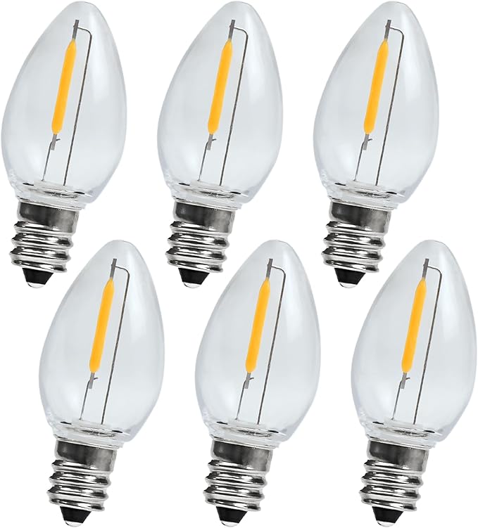 Night Light Bulb – C7 E12 LED Bulbs – Candelabra, 0.6 Watt Equivalent 7W Incandescent Bulb, Warm White 2700K, Window Candles & Chandeliers Replacement Bulb, 6 Pack - Bloomnest