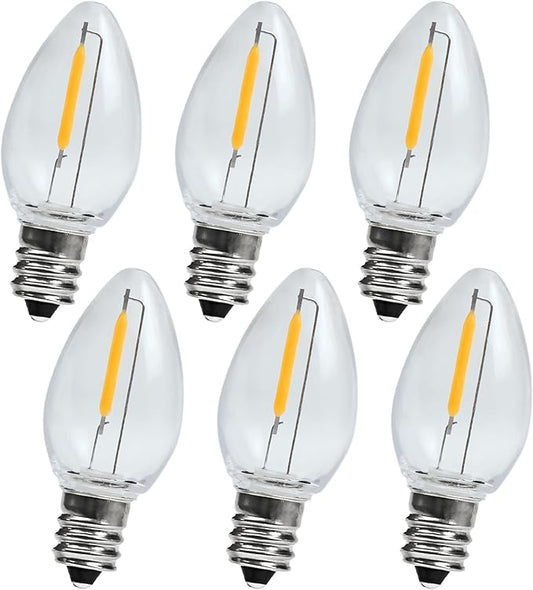 Night Light Bulb – C7 E12 LED Bulbs – Candelabra, 0.6 Watt Equivalent 7W Incandescent Bulb, Warm White 2700K, Window Candles & Chandeliers Replacement Bulb, 6 Pack - Bloomnest