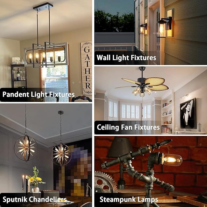 3.2 Inch 2700K Soft White E26 LED Bulb 60 Watt Equal, AC 120V 600LM Edison Bulbs Dimmable, 6W T10 T30 Tubular Filament Light Bulbs Clear Glass for Fan Pendant Wall Light, UL Listed-6 Pack - Bloomnest