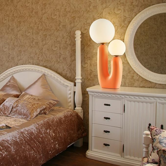 Arturesthome Bedside Nightstand Table Lamp for Living Room Bedroom, Desk Lamp with Light Bulbs, Orange - Bloomnest