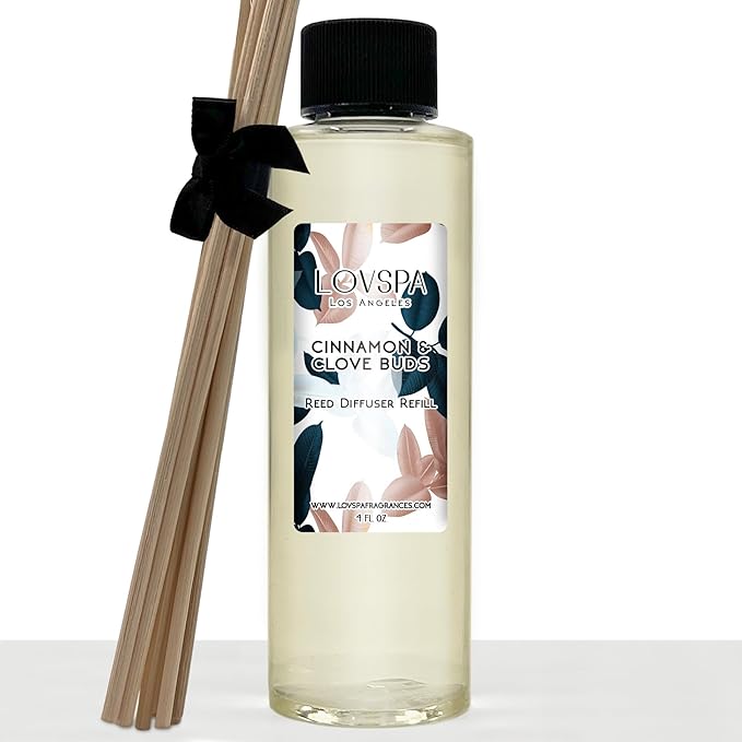 LOVSPA Cinnamon & Clove Buds Diffuser Oil - Fall Essential Oils for Diffuser Refill & Air Freshener Room Spray - Long-Lasting & Natural Home Fragrance, Scented Oil for Diffusers, USA Made, 4oz - Bloomnest