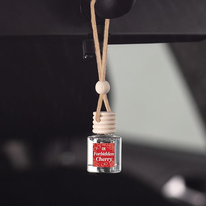 C&E Craft Co Hanging Car Air Freshener Diffuser 2 Pack, Long Lasting Fragrance Oil Car Freshener, Glass Bottle Auto Air Freshener, Made in USA (Forbidden Cherry) - Bloomnest