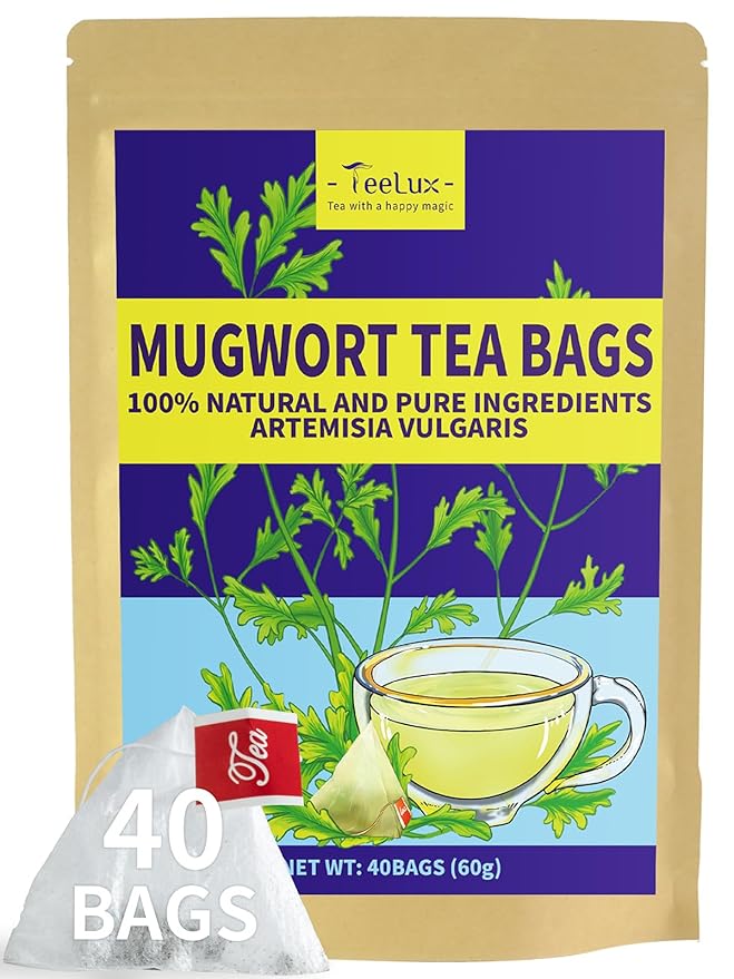 TeeLux Mugwort Tea Bags - Natural Dried Mugwort Herb Tea, Caffeine Free, 40 Tea Bags - Bloomnest