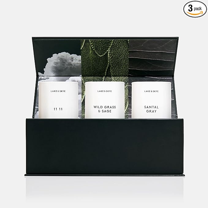 Lake & Skye Mini Votive 3 Piece Candle Set - Includes 11 11, Wild Grass & Sage, and Santal Gray - 1.85 oz Each - Bloomnest