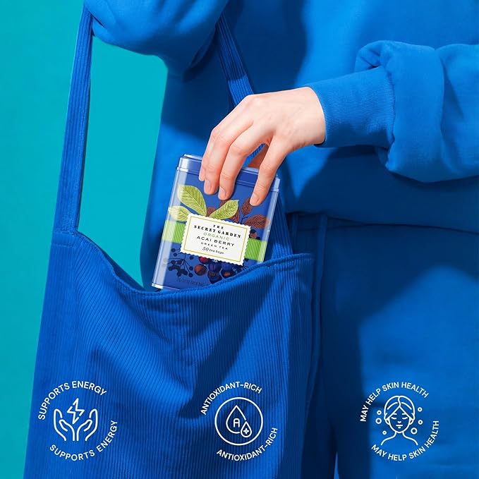 Life Plus Style Gourmet The Secret Garden Organic Acai Berry Green Tea 50 Bags Antioxidant Rich Herbal Tea Blend Supports Energy Wellness and Stress Relief Fruity Flavor Caffeine Boost - Bloomnest