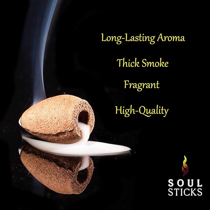 Soul Sticks Backflow Incense Cones – 40 Handmade Organic Cones for Waterfall Burner | 4 Pack Long Lasting Aromatic Scents | Thick White Smoke Incense for Meditation, Yoga & Gifts (Patchouli) SoulSticks