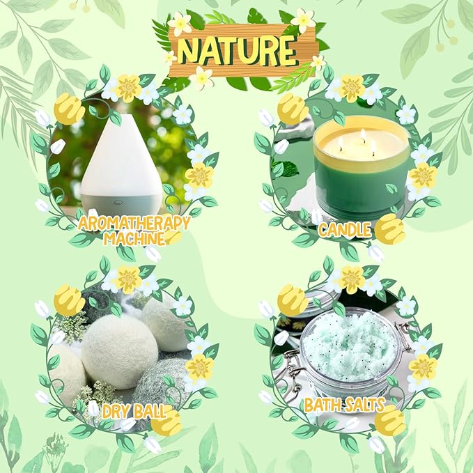 Nature Fragrance Oils Set, Essential Oil Gift Set for Diffuser, Natural Scent Diffuser Oil for Candle Making-Fresh Cut Grass, Mountain Air, Bamboo, Ocean Breeze, Fresh Lotus Leaf, White Tea - Bloomnest