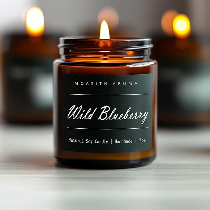 MOASITN Blueberry Highly Scented Candles for Home| Natural Soy Aromatherapy Candle| Handmade Long Lasting Jar Candle Gift for Women,Men as Birthday,Summer,Relaxing,Gifts| 7oz - Bloomnest