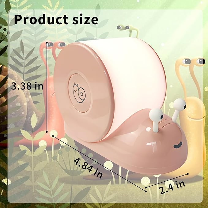 Cute Snail Night Light | Magnetic Base Dimmable Bedside Lamp | 800mAh Long-Lasting Soft Light |USB Rechargeable Timer Safe Portable LED Lamps|Breastfeeding Dorm Room Decor - Bloomnest