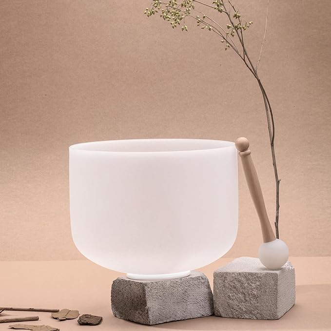 Singing Bowls 432hz B Note 8-Inch Crystal Singing Bowl With A Free Mallet And O-Ring For Sound Healing, Meditation, Yoga, and Sound Baths