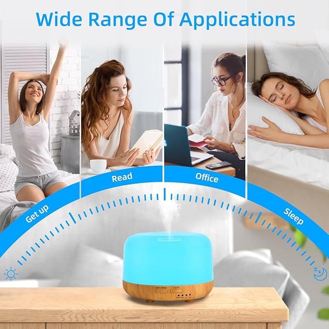 Aromatherapy Essential Oil Home Diffuser with Remote Control, 300ML Large Room Cool Mist Air Humidifier, 8 Hours Quiet Operation, Timer, 7 Colors LED Night Night，Suitable Home,Yoga. - Bloomnest
