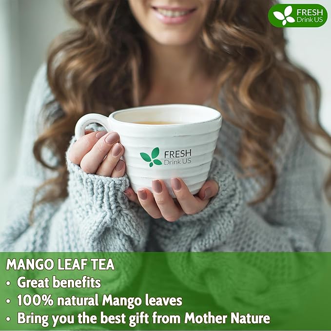 FreshDrinkUS, Premium 140+ Mango Whole Leaves Dried, 100% Natural & Pure from Dried Mango Leaves, Mango Leaf Tea, No Additives, No Caffeine, Vegan - Bloomnest