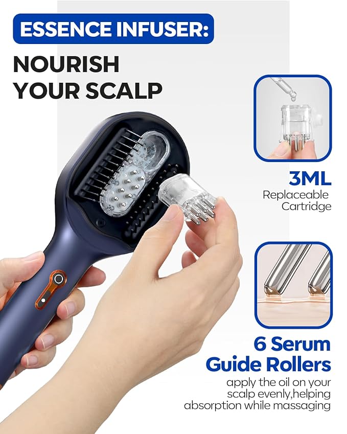 3-in-1 Hair Scalp Massager with Hair Oil Applicator, Electric Head Massager for Home Spa, IPX6 Waterproof 2500mAh Scalp Brush, Detangling Hair Comb -Ideal Gift for Women & Men Bloomnest